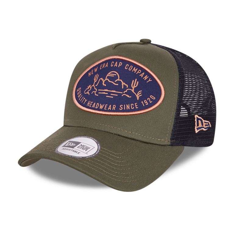 Gorras New Era Truckers Verdes - New Era Outdoors Patch Khaki 72419AJRK